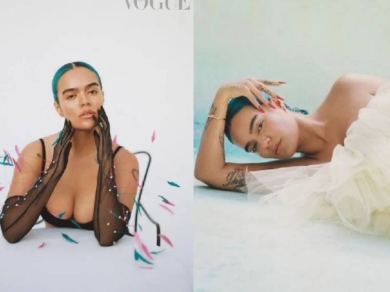 Karol G posa al natural para la revista Vogue México