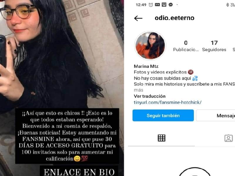 Cuentas de mujeres falsas de Instagram