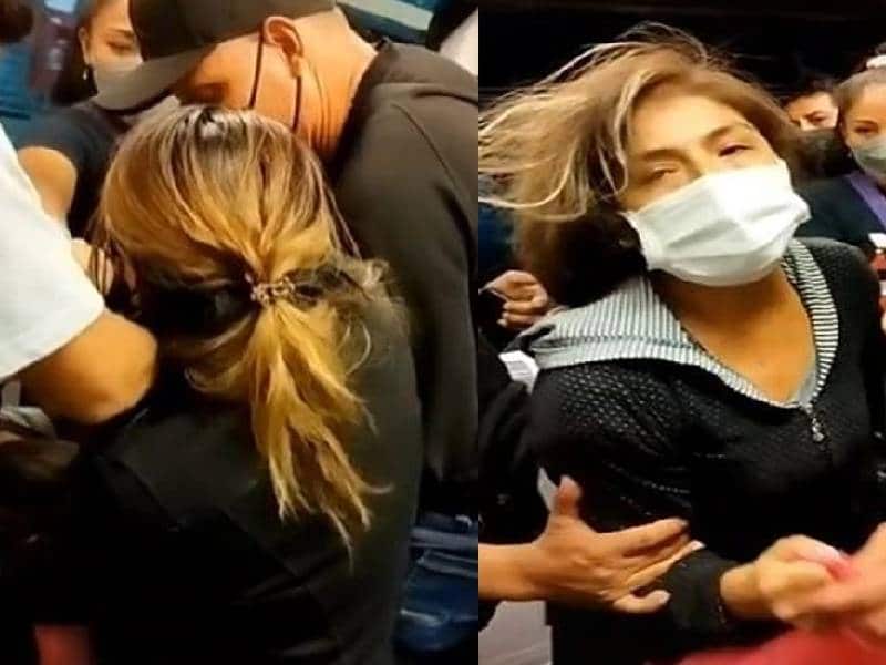 Video. Mujer encuentra a su esposo con la amante y desata pelea en pleno metro