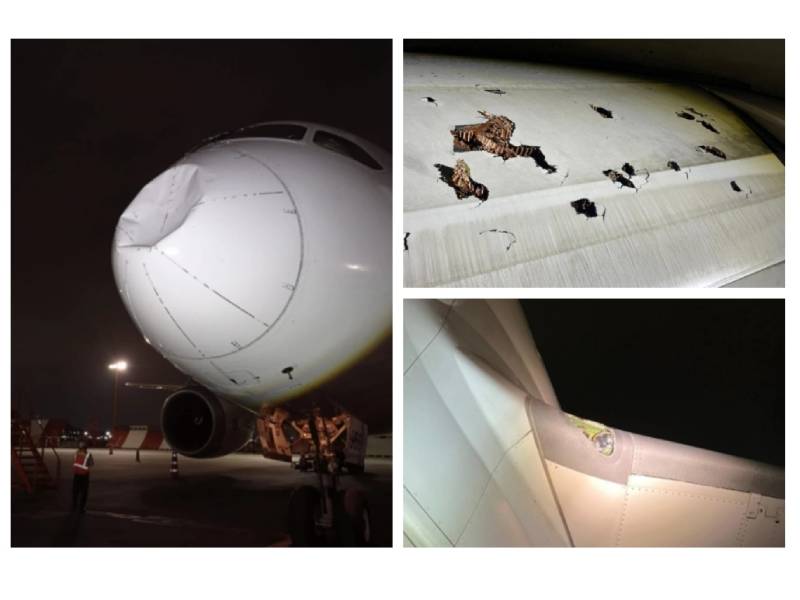 Tormenta provoca daños en avión de Aeroméxico
