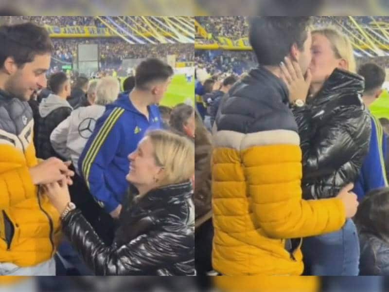 ¡Viva el amor! Mujer le pide matrimonio a su novio en un partido de futbol
