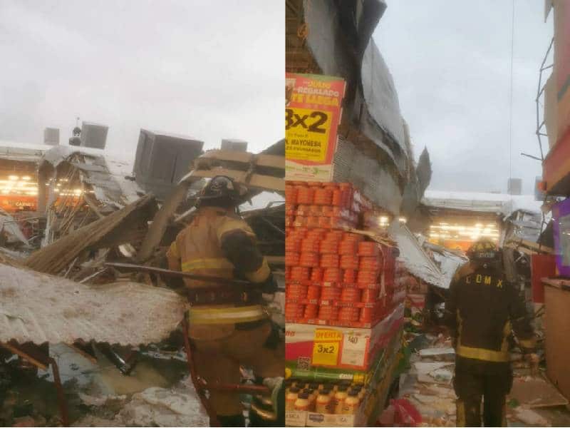 VIDEO. Por granizo, se desploma techo en tienda Soriana