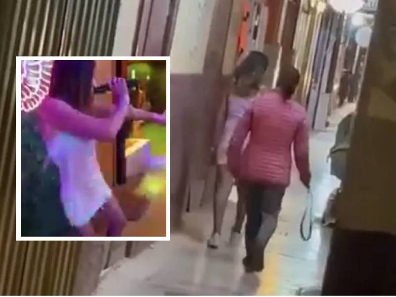 VIDEO. Madre saca del antro a su hija a cinturonazos