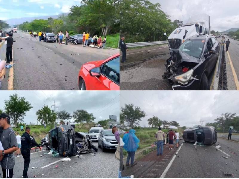 Tráiler embiste a varios vehículos sobre Autopista del Sol en Chilpancingo, Guerrero