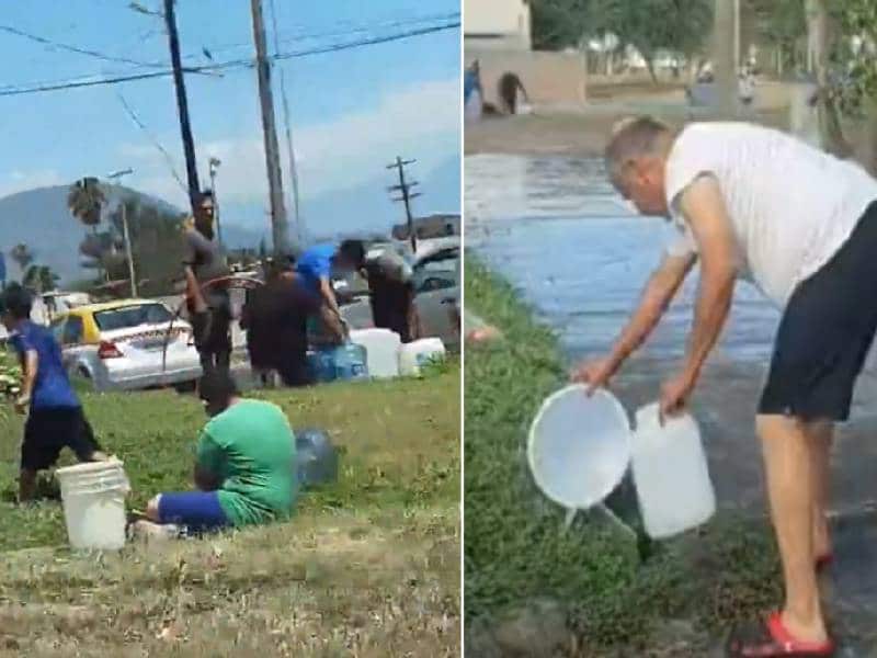 VIDEO: Por sequía en Nuevo León, acarrean agua de aspersores en Apodaca