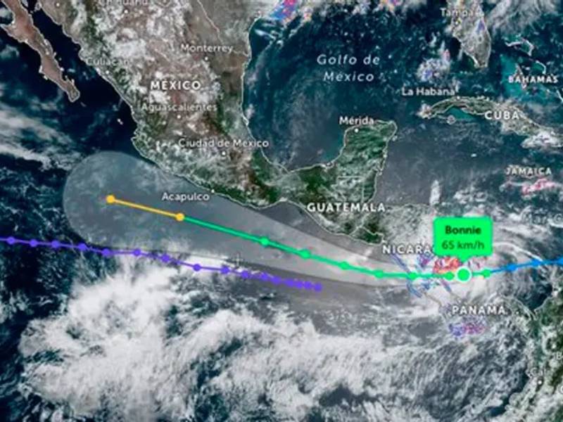 Tormenta tropical Bonnie avanza por el Pacífico mexicano