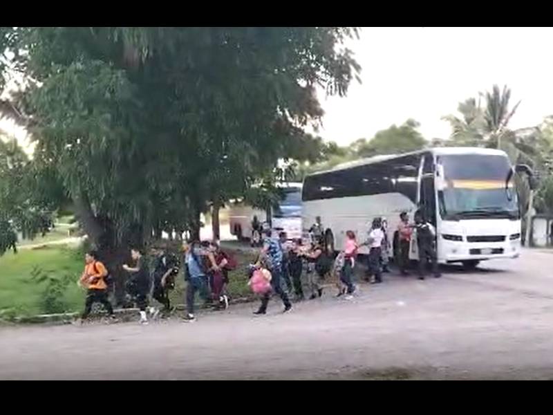 Aseguran autobuses con 121 inmigrantes en Escárcega- Chetumal