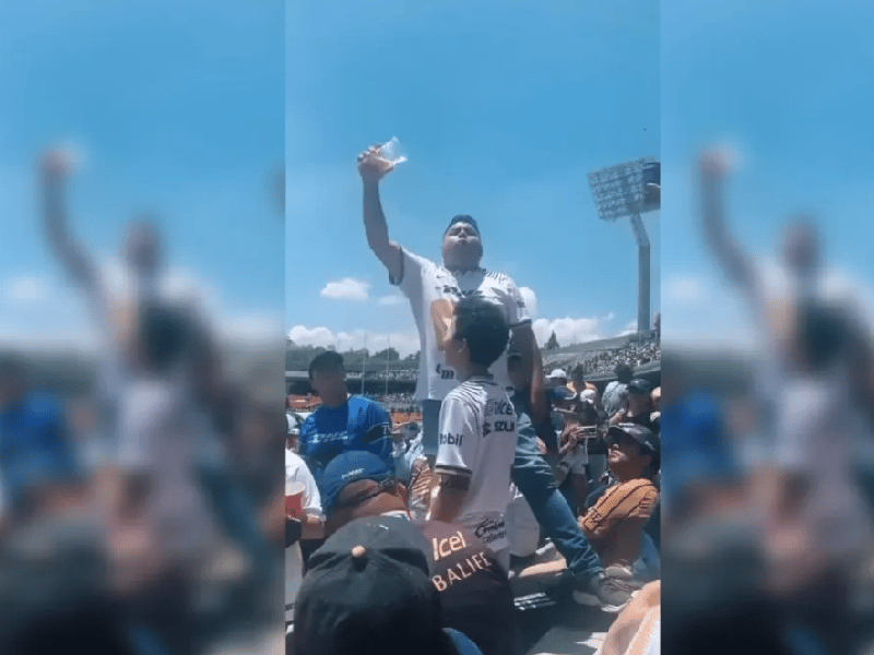 Video. Fans de Pumas “bautizan” con cerveza a joven que pasó examen de la UNAM