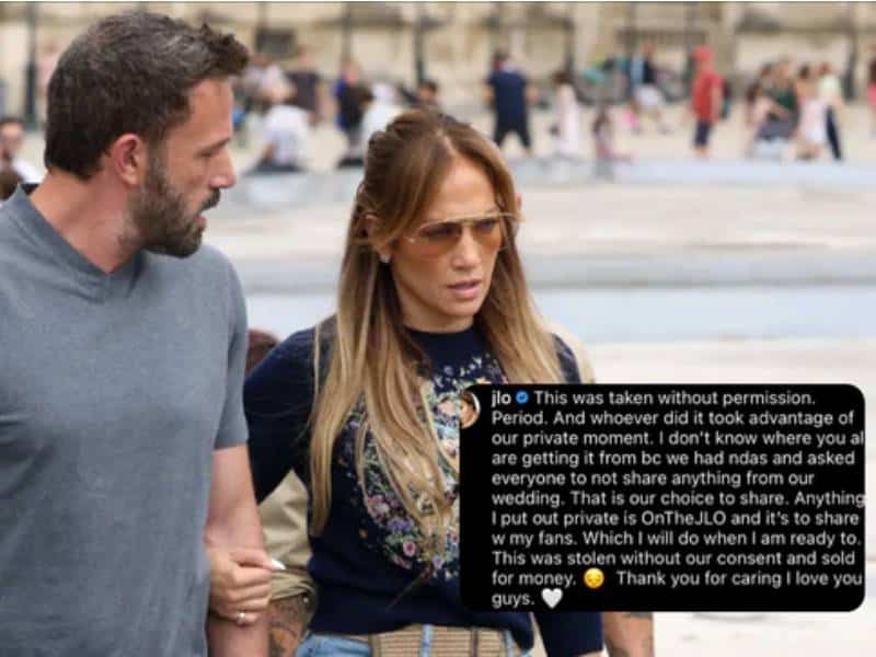 "Fue robado y vendido" JLO tras filtrarse video íntimo con Ben Affleck