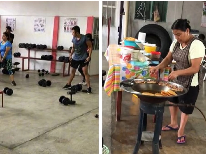 VIDEO. Puesto de garnachas se viraliza en redes sociales por vender dentro de un gym
