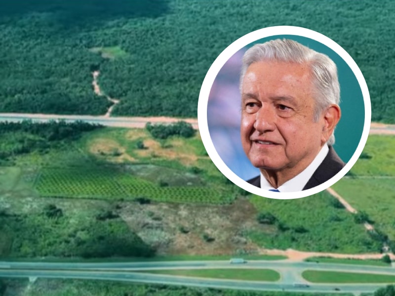 AMLO inspecciona obras de Tren Maya en Campeche