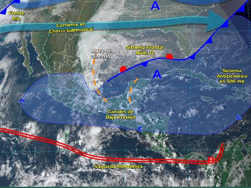 Habrá un canal de baja presión sobre el sureste mexicano y la Península