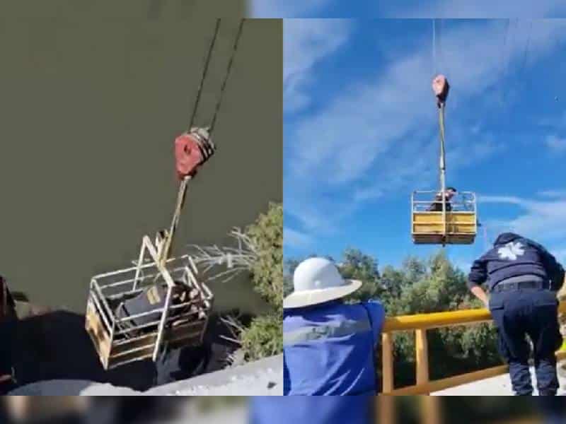 Video. Hombre cayó a Gran Canal de Tecámac y lo rescata