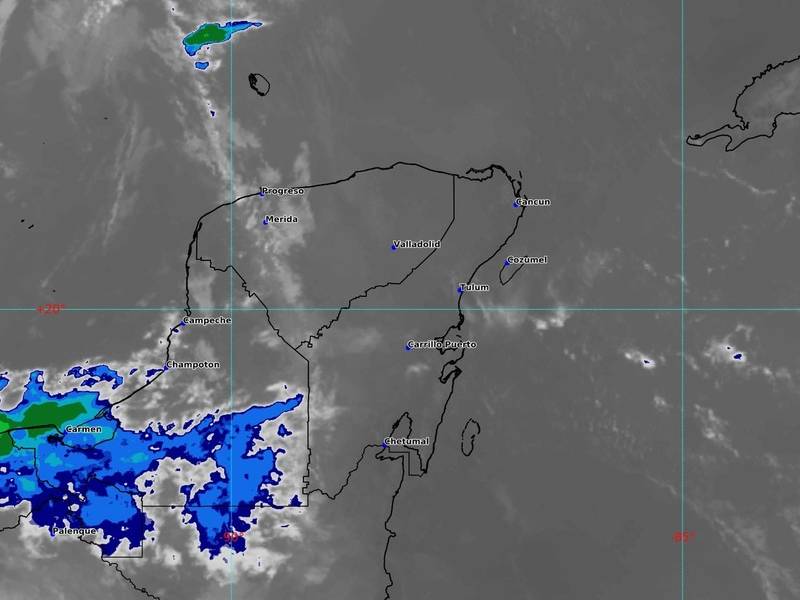 Frente frío podría ocasionar lluvias en la Península de Yucatán