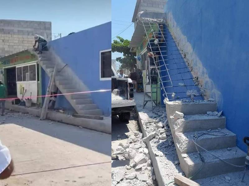 Derriban escalera construida en la vía pública en Campeche