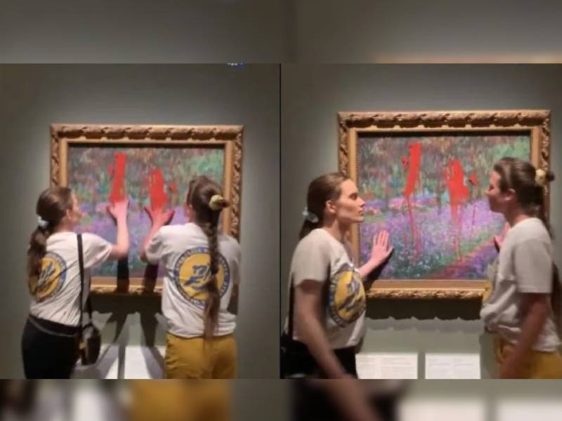 Activistas lanzan pintura a cuadro de Monet en Suecia