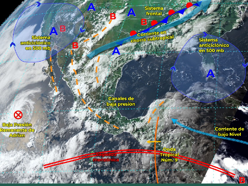 Onda tropical Núm. 9 recorrerá el sureste del país