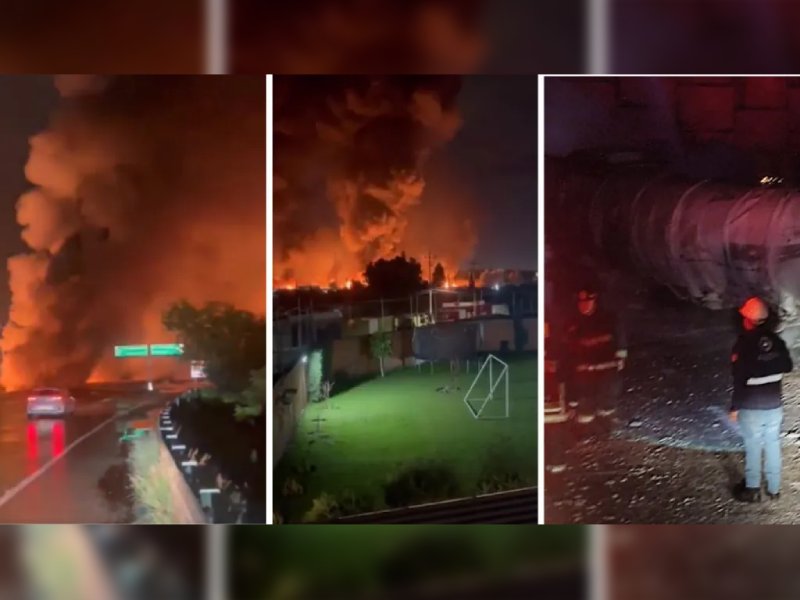 Video. Pipa de combustible vuelca y explota en San Pedro Cholula