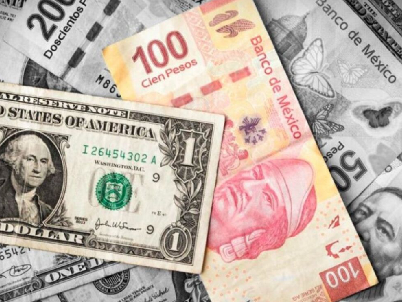 Bille de 1 dolar con billete d 100 pesos mexicanos