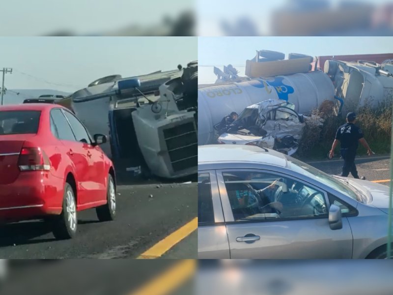 VIDEO: Difunden momento exacto de la volcadura de tráiler con cloro en la México-Pachuca