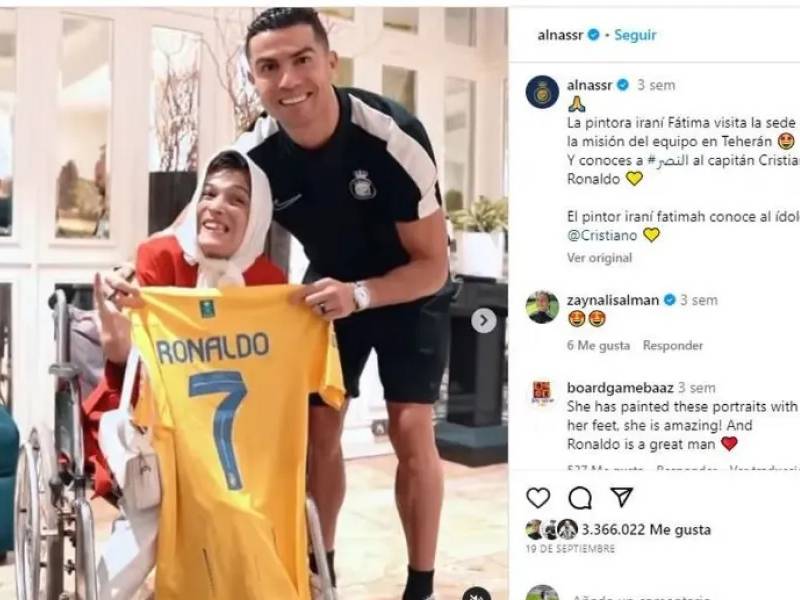Por abrazar a pintora, Cristiano Ronaldo es condenado a 99 latigazos en Irán