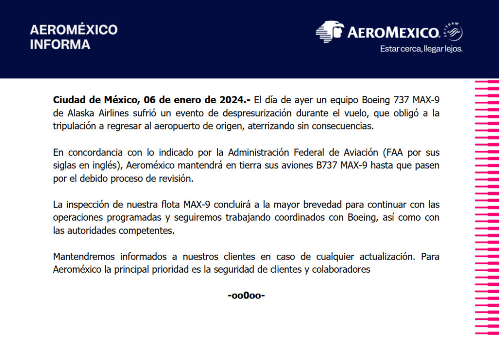 Comunicado aeromexico